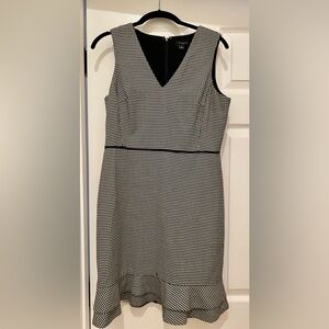 Ann Taylor Houndstooth Flounce Sheath Dress